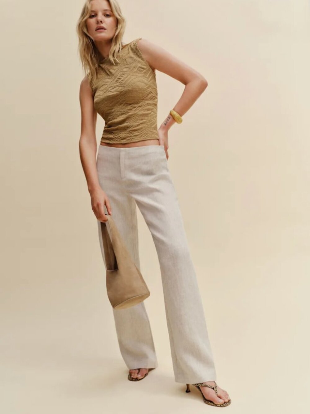NWT Reformation Vida Linen Low Rise Pant